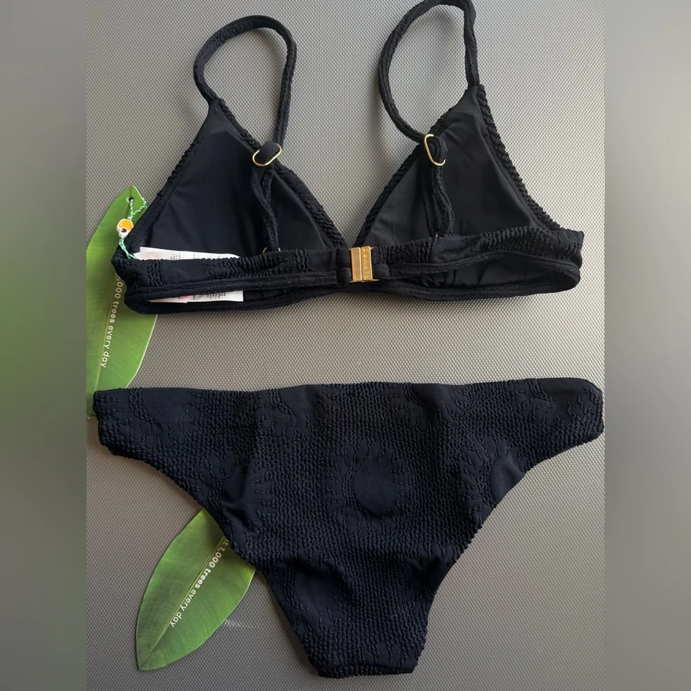 FARM RIO BLACK SUNNY BIKINI TOP AND BOTTOM SET